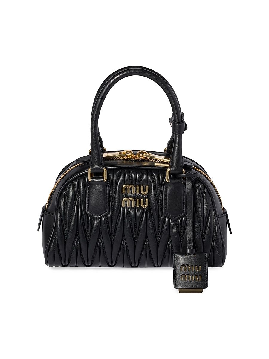 Women's Arcadie Matelassé Nappa Leather Top Handle Bag - Black