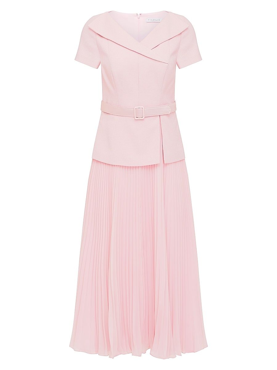 Women's Mila Stretch-Bouclé Belted Floor-Length Dress - Light Lilac - Size 14