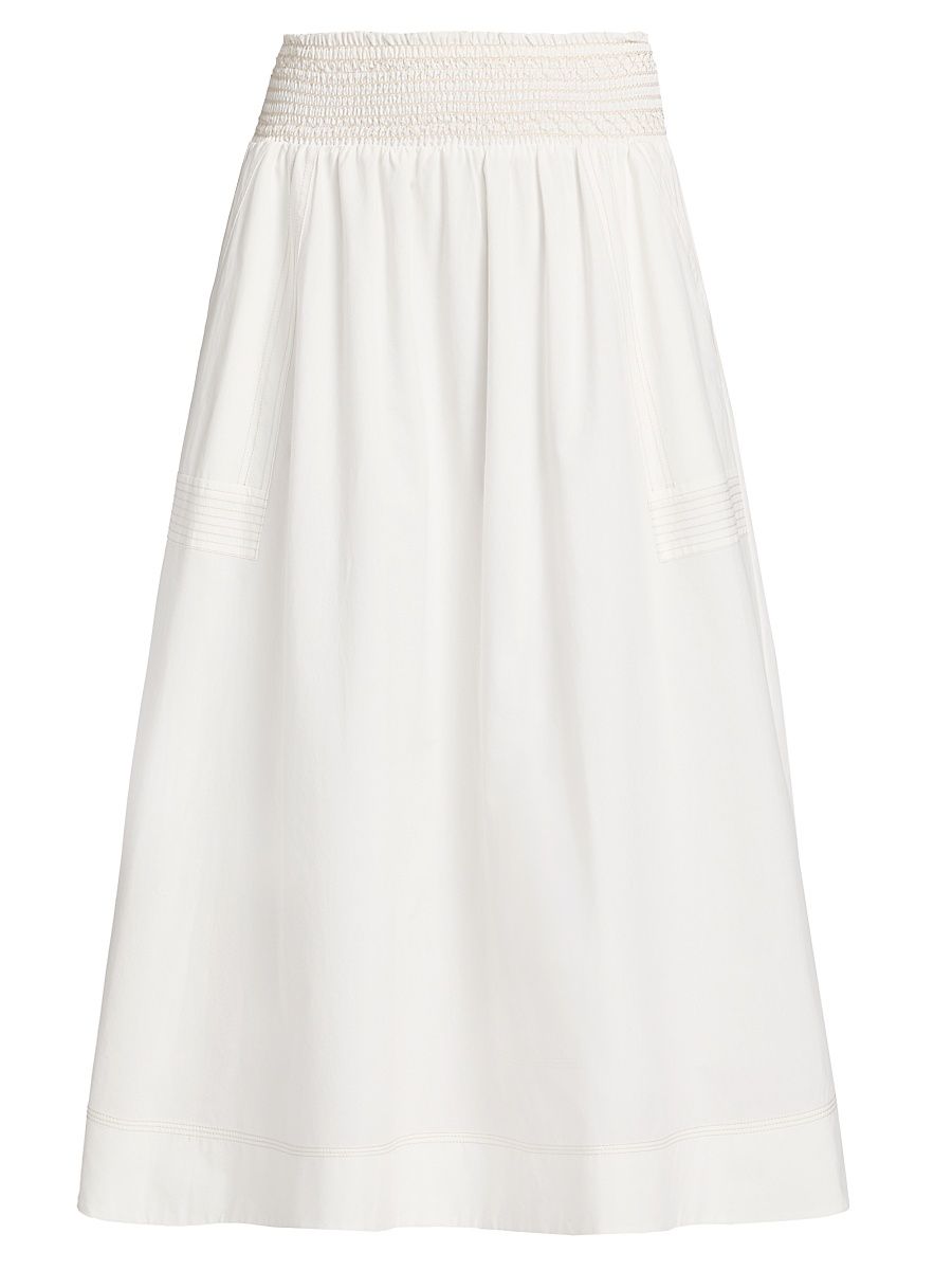 Women's Galia Cotton-Modal A-Line Midi-Skirt - White - Size XXL