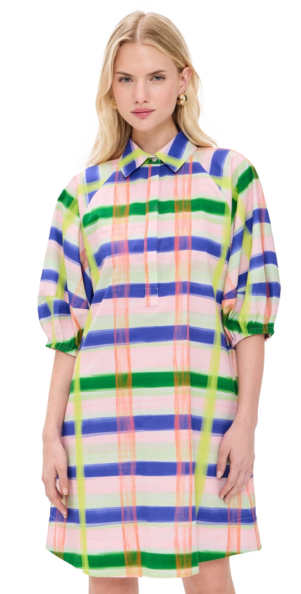 De Loreta Este Collared Dress Aqua S