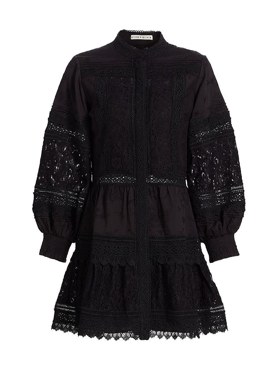 Women's Cailin Embroidered Minidress - Black - Size Large