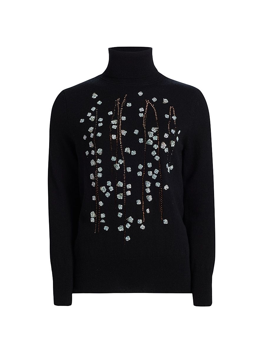 Women's Sakura Cashmere Turtleneck Sweater - Black - Size Large