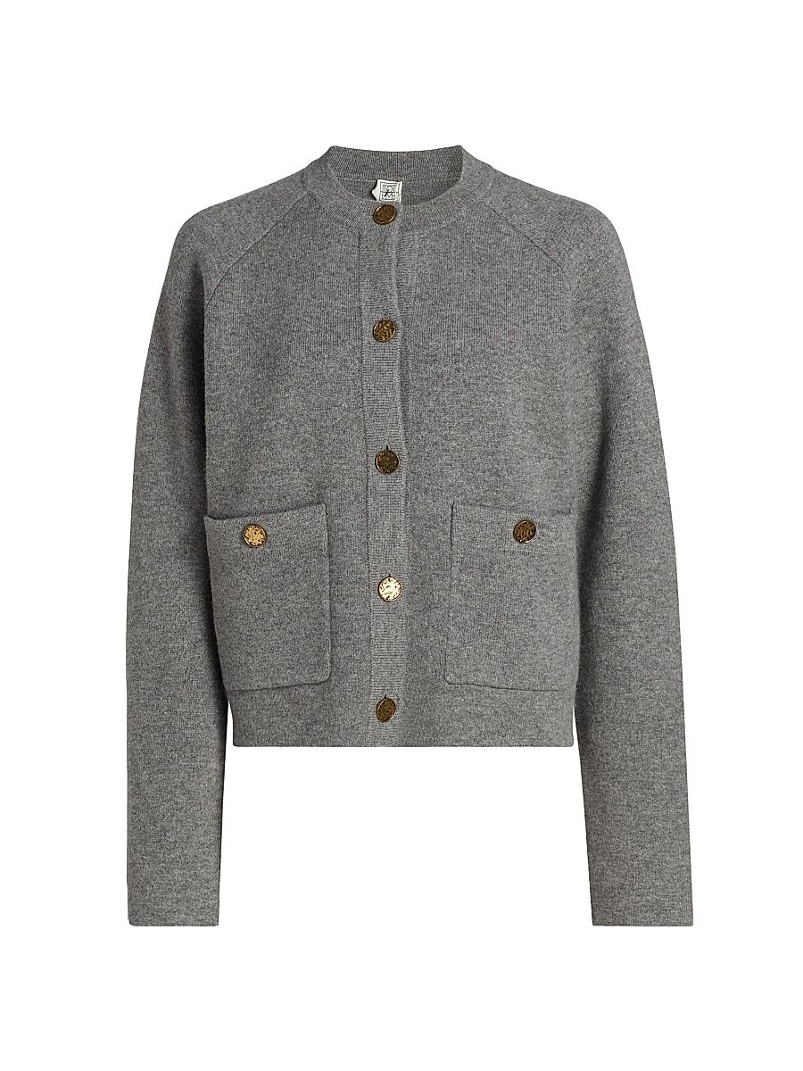 Women's Hammered Button Cardigan - Grey Melange - Size XL