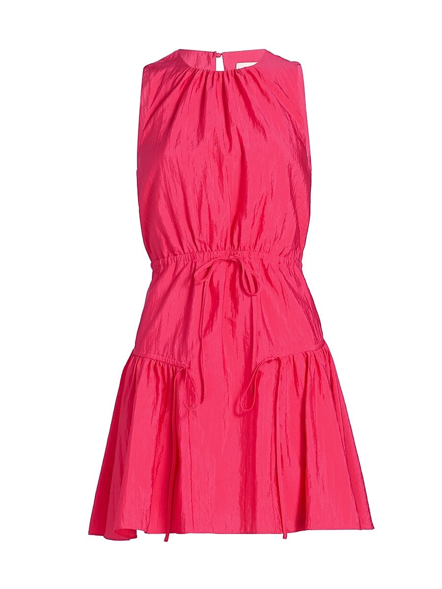 Women's Leyla Taffeta Drawstring Tiered Sleeveless Minidress - Azalea - Size 16
