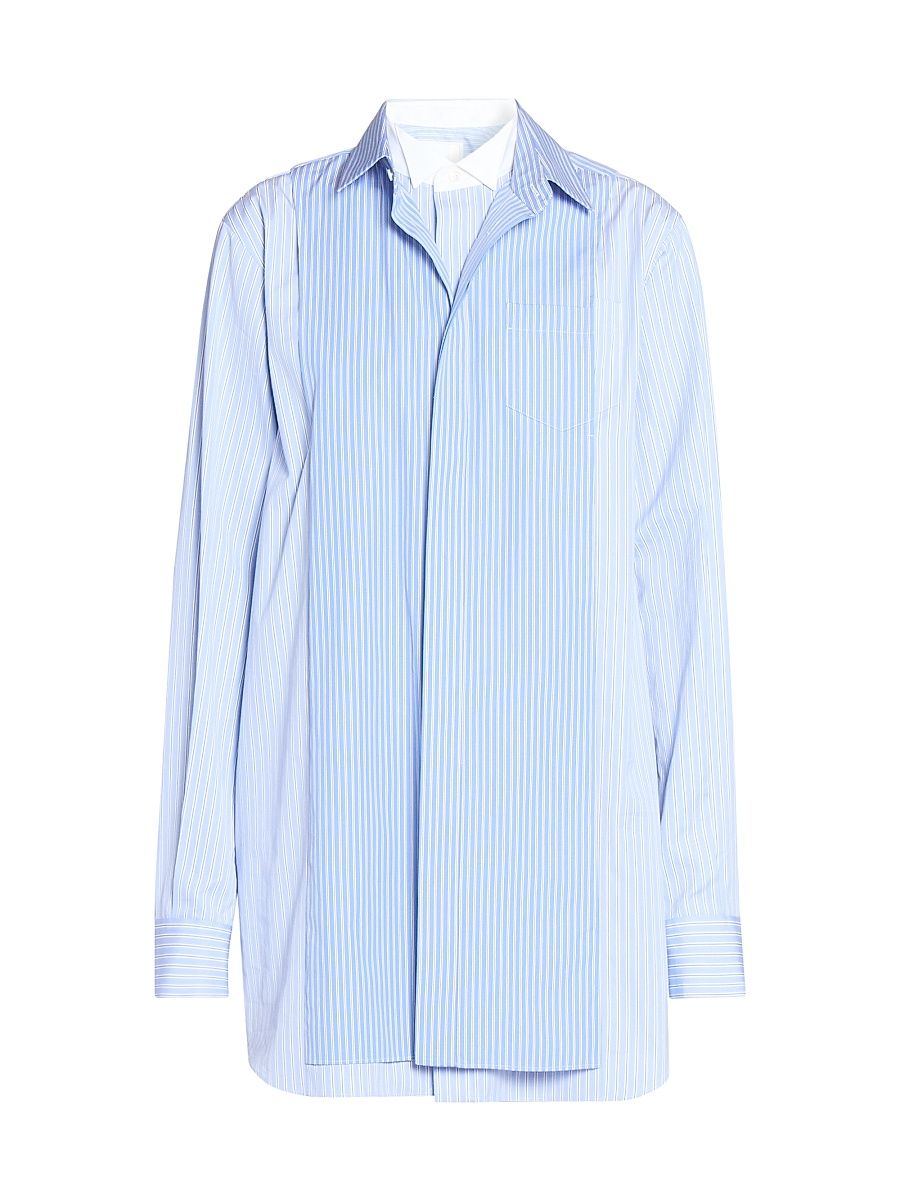 Women's Striped Poplin Mini Shirtdress - Stripe Mix - Size XL