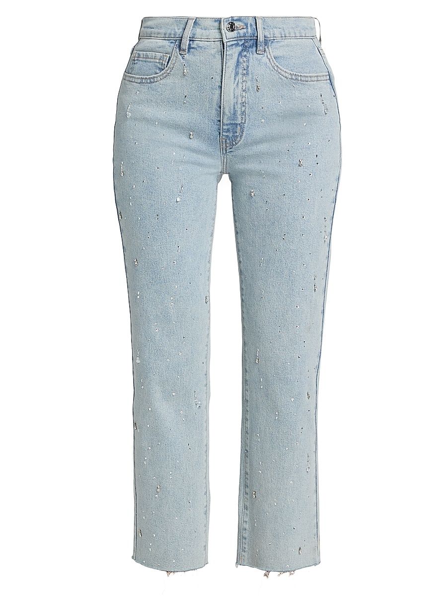 Women's Helena Embellished Ankle Jeans - Light Blue - Size 32
