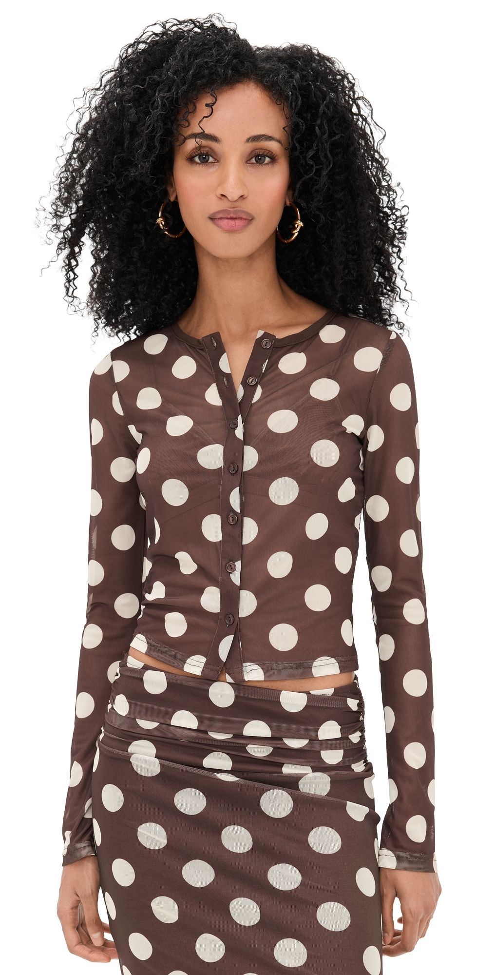 Bailey Rose Chocolate Polka Dot Top Chocolate L