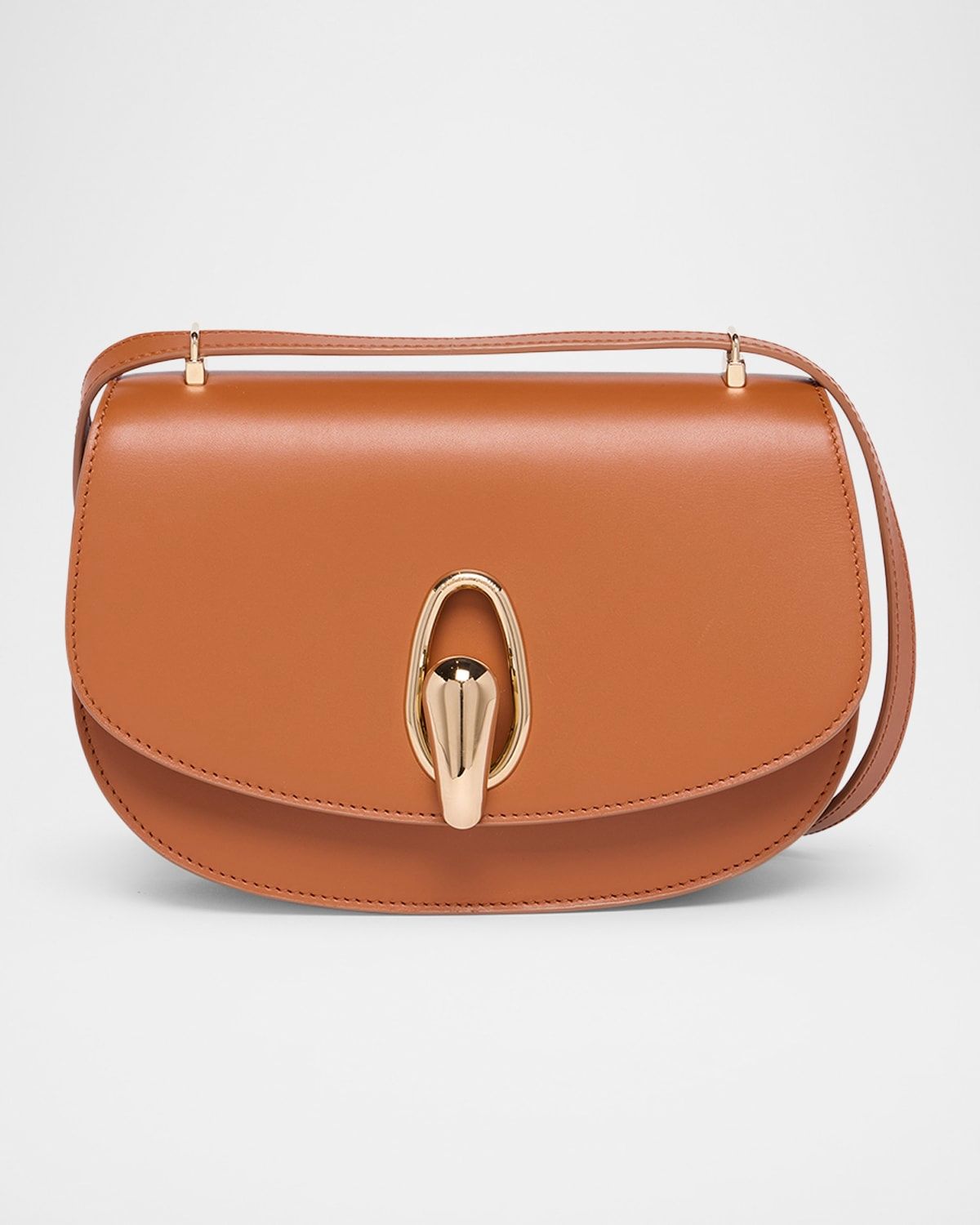 Rhinos Teardrop Turn-Lock Leather Crossbody Bag