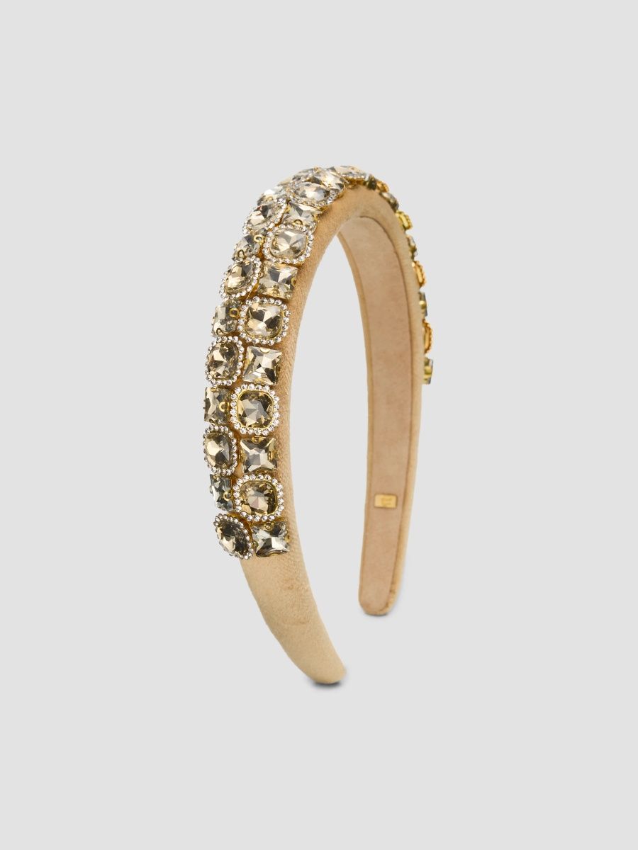 Bari Lynn Girl's Girl's Double Jewel Headband - Gold