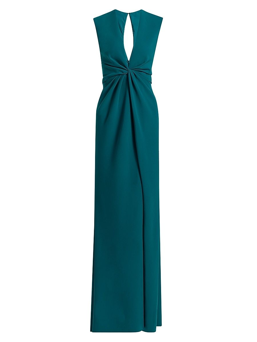 Women's Stretch Crêpe Column Gown - Teal - Size 14