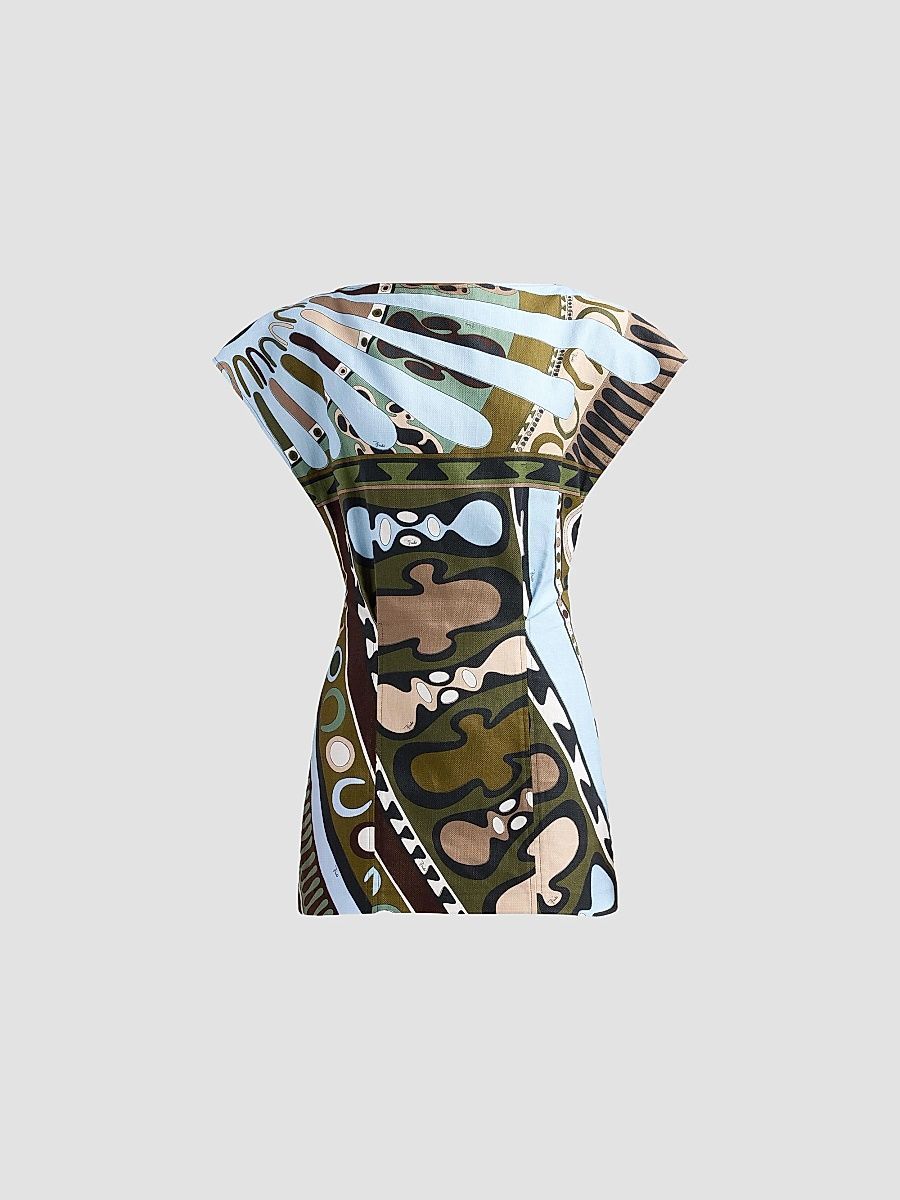 Pucci Women's L'Alba Cotton-Linen Mini Dress - Khaki Blue - Size 12