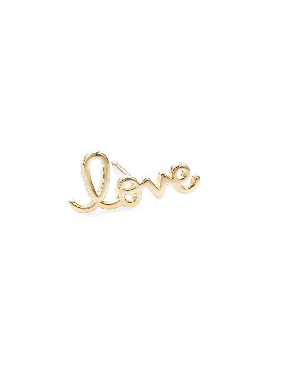 Women's 14K Yellow Gold Love Script Single Stud Earring - Yellow Gold