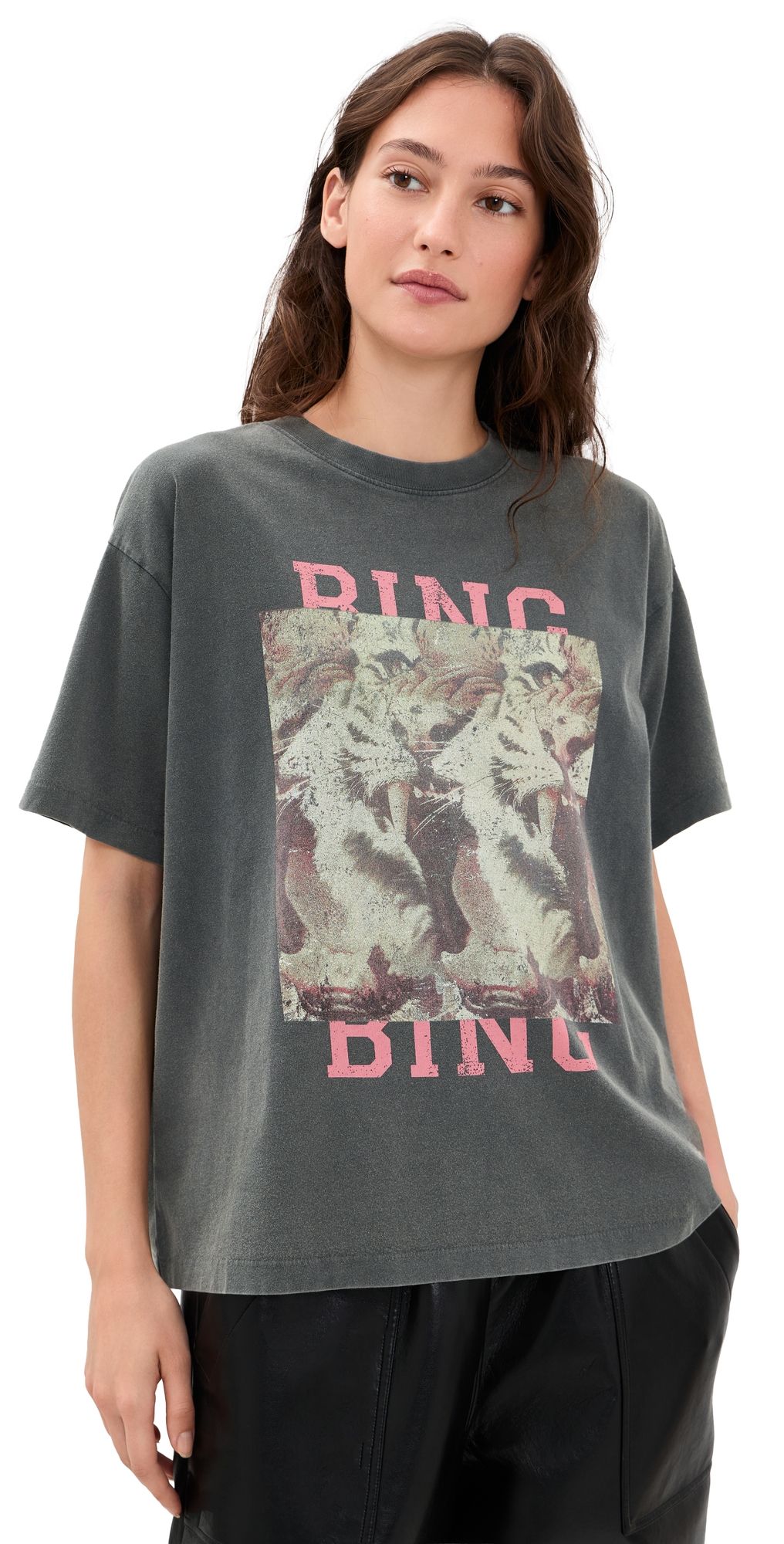 ANINE BING Cade Tiger Bing Tee Washed Black XS