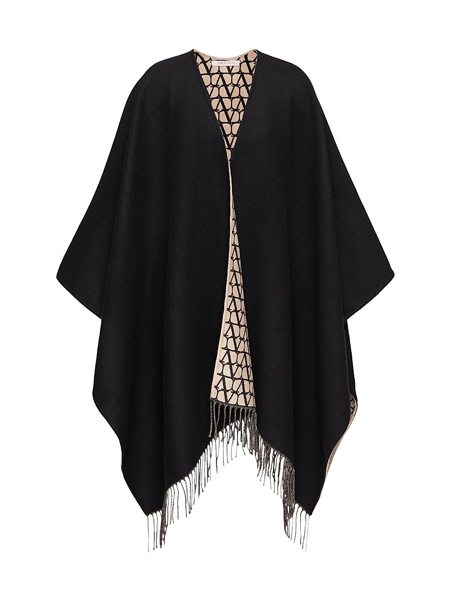 Women's Double Toile Iconographe Poncho - Black