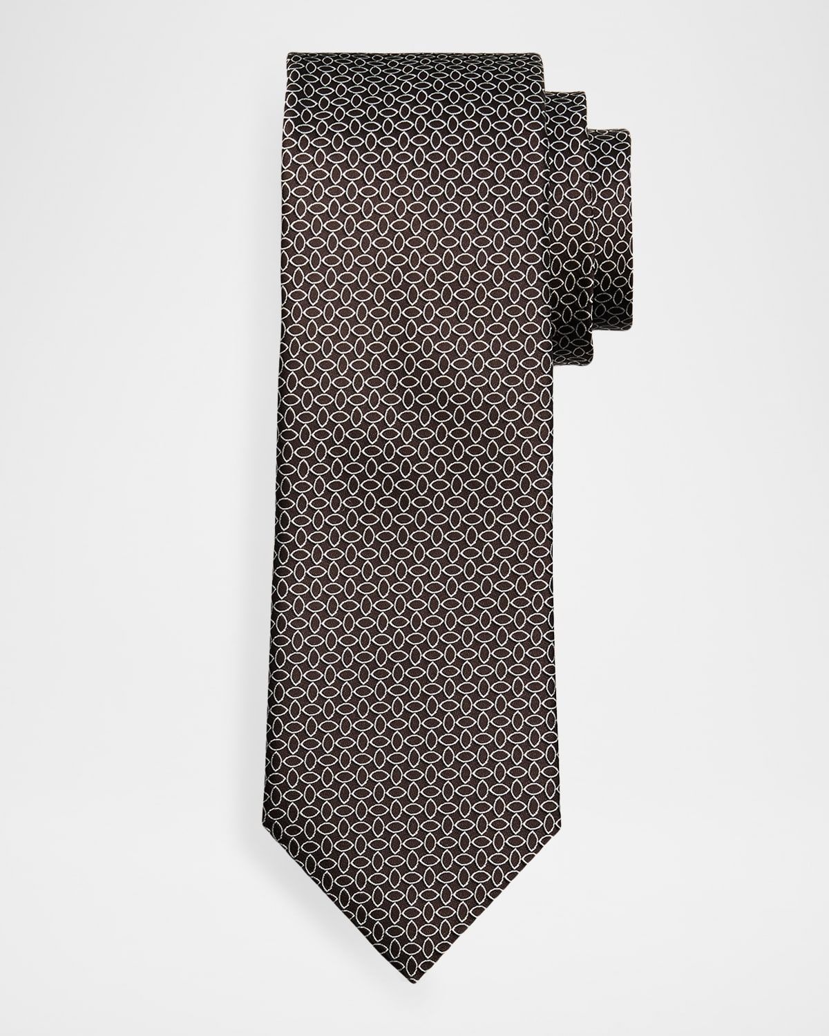 Men & apos;s Geometric Oval Silk Jacquard Tie