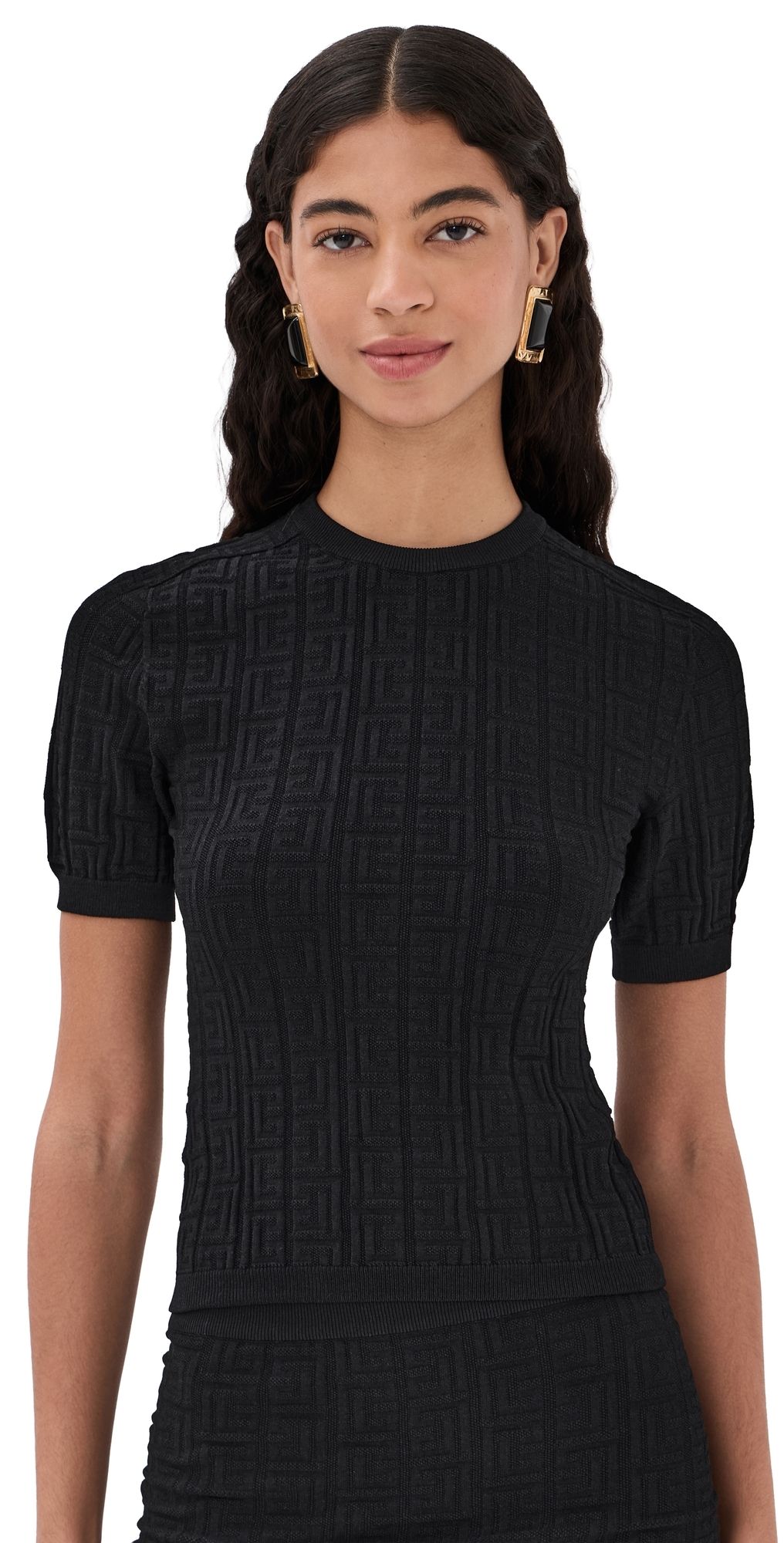 Balmain Monogram Knit Top Noir 42