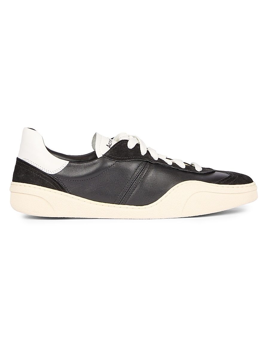 Men's Bars Drago Leather & Suede Low-Top Sneakers - Black White - Size 13