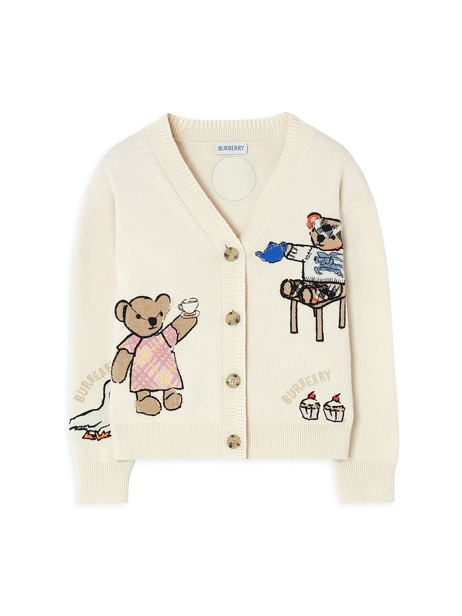 Little Girl's & Girl's Tea Party Thomas Bear Cardigan - Ivory - Size 8