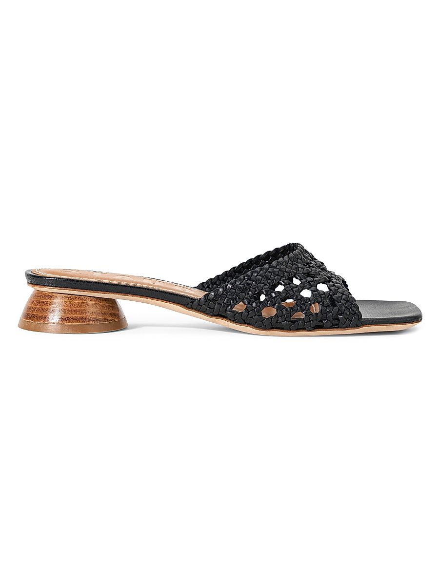 Women's Simone Crochet 35MM Leather Sandals - Black - Size 7
