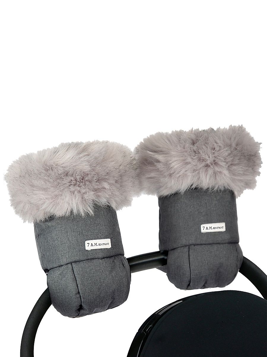 Warmmuffs Plush Tundra Attachable Stroller Gloves - Dark Grey
