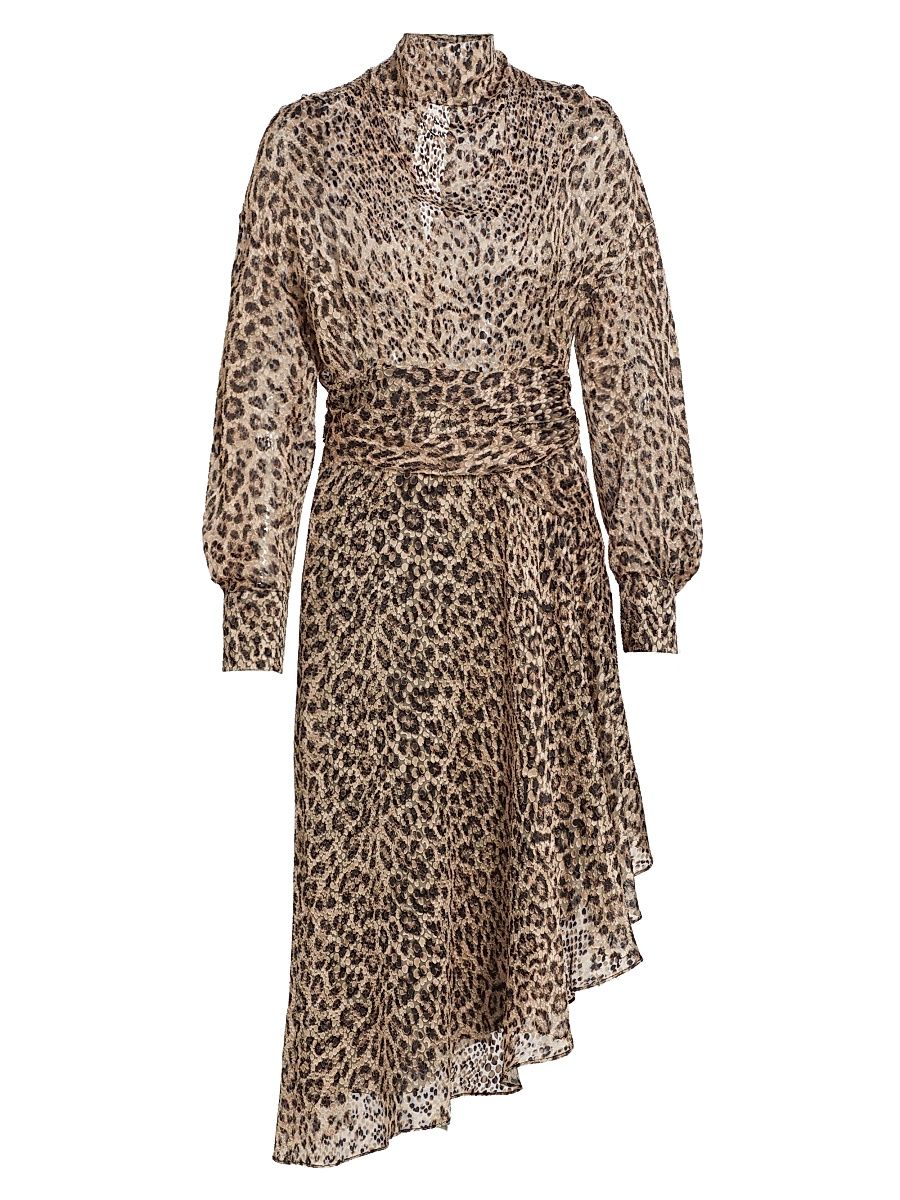 Women's Mataori Animal Asymmetric Dress - Black Leopard - Size 6