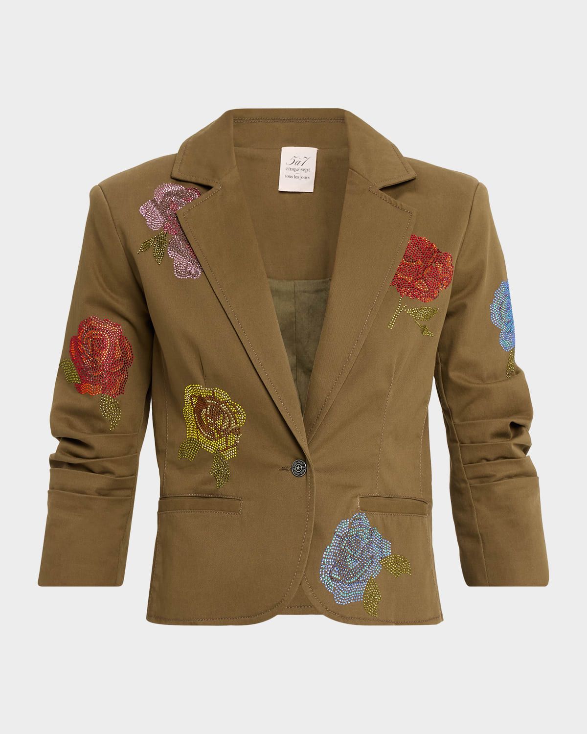 Cropped Heatset Roses Blazer