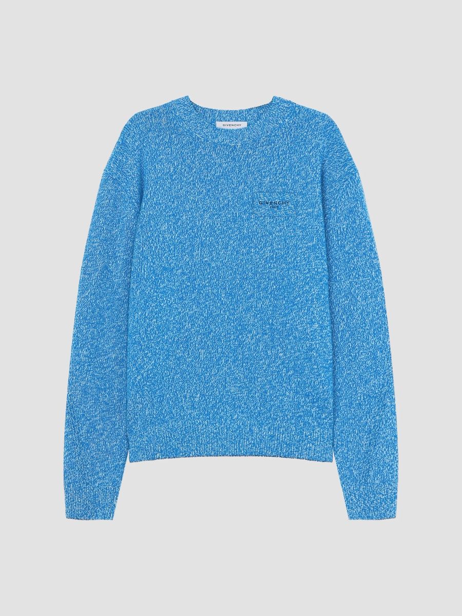Givenchy Men's Couture Seam Sweater in Mouline Wool and Cashmere - Blue - Size XXL
