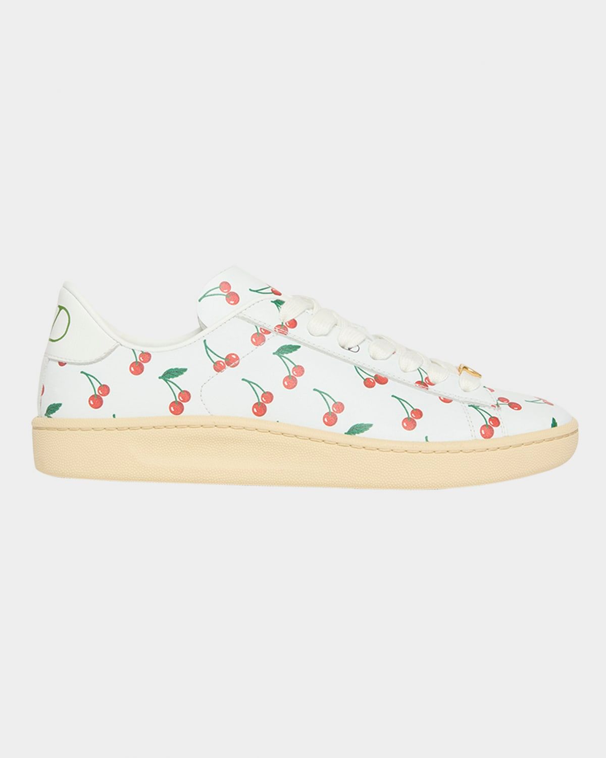 Royco VLogo Cherry-Print Leather Sneakers