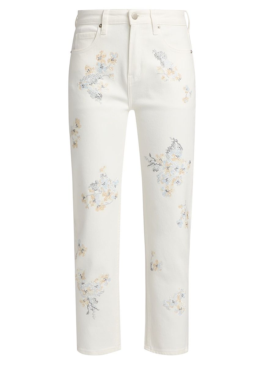 Women's Porcelain Garden Boyfriend Jeans - White - Size Large