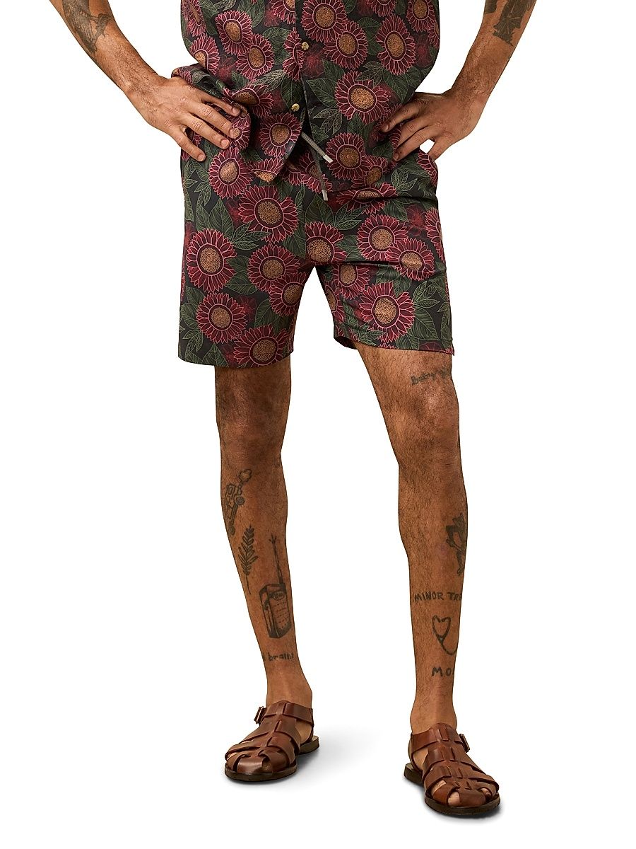 Men's Shorelite Swim Trunks - Black Floral Road - Size Medium