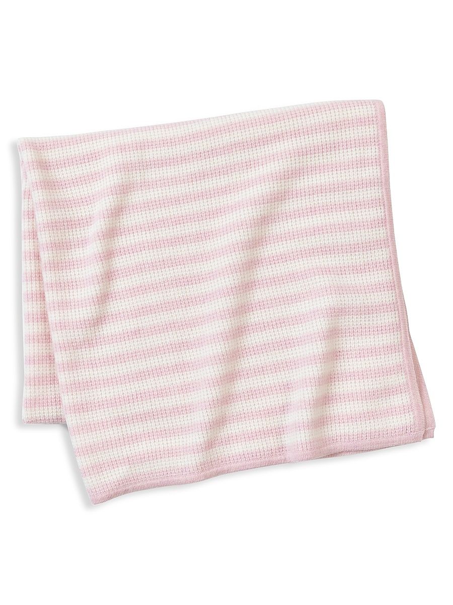 Sofia Cashmere Stripe Cashmere Blanket - Ivory Light Pink