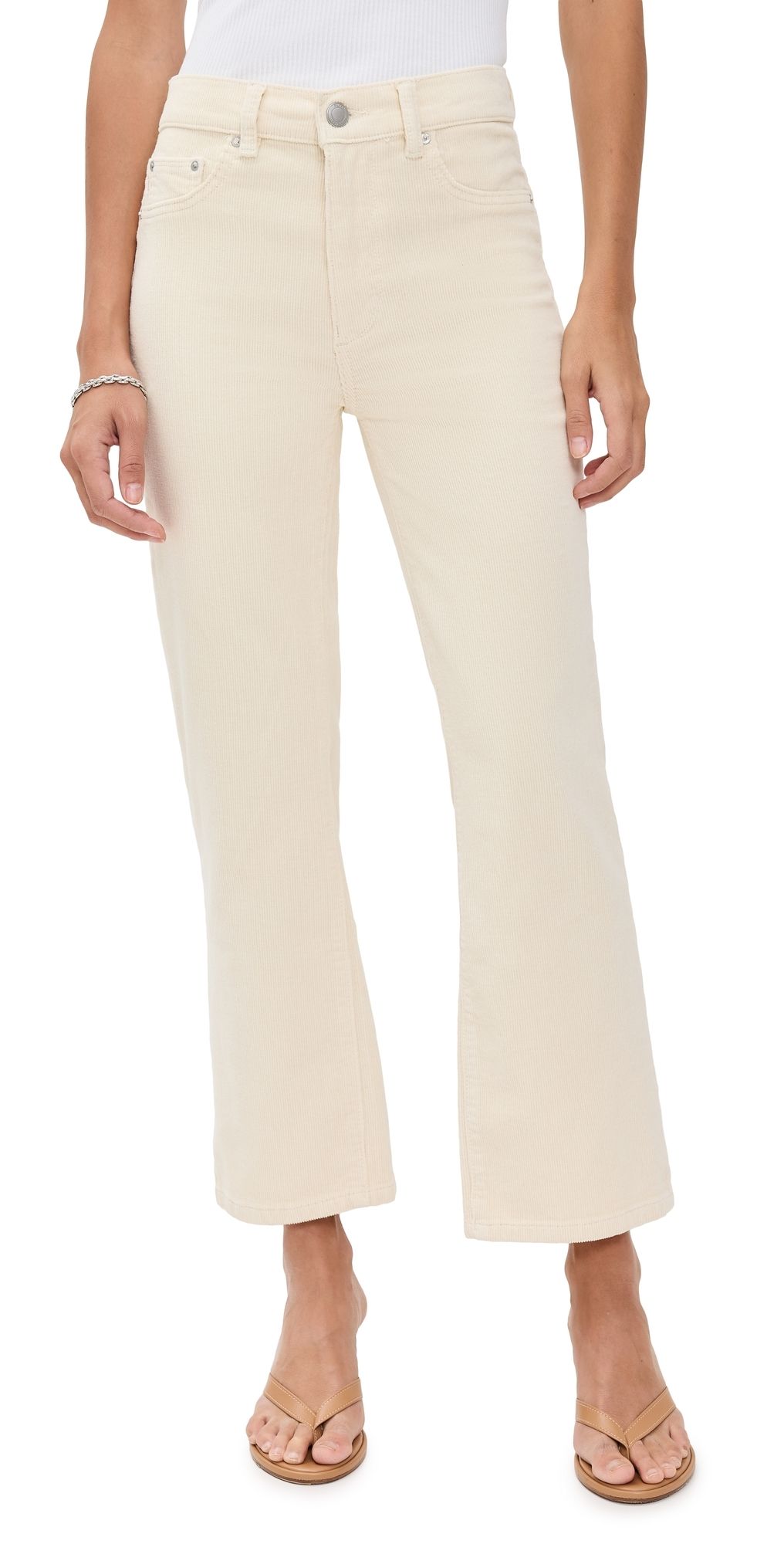 DL1961 Patti Straight High Rise Ankle Corduroy Jeans Manilla (Corduroy) 32