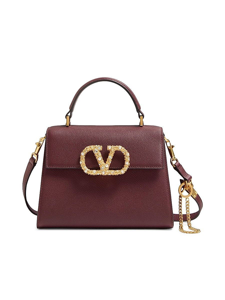 Women's VSling Small Top Handle Bag in Grainy Calfskin - Rosewood