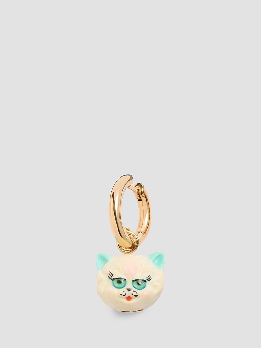 Women's Le Chat De La Maison Single Earring in Metal and Nylon - Gold Multi