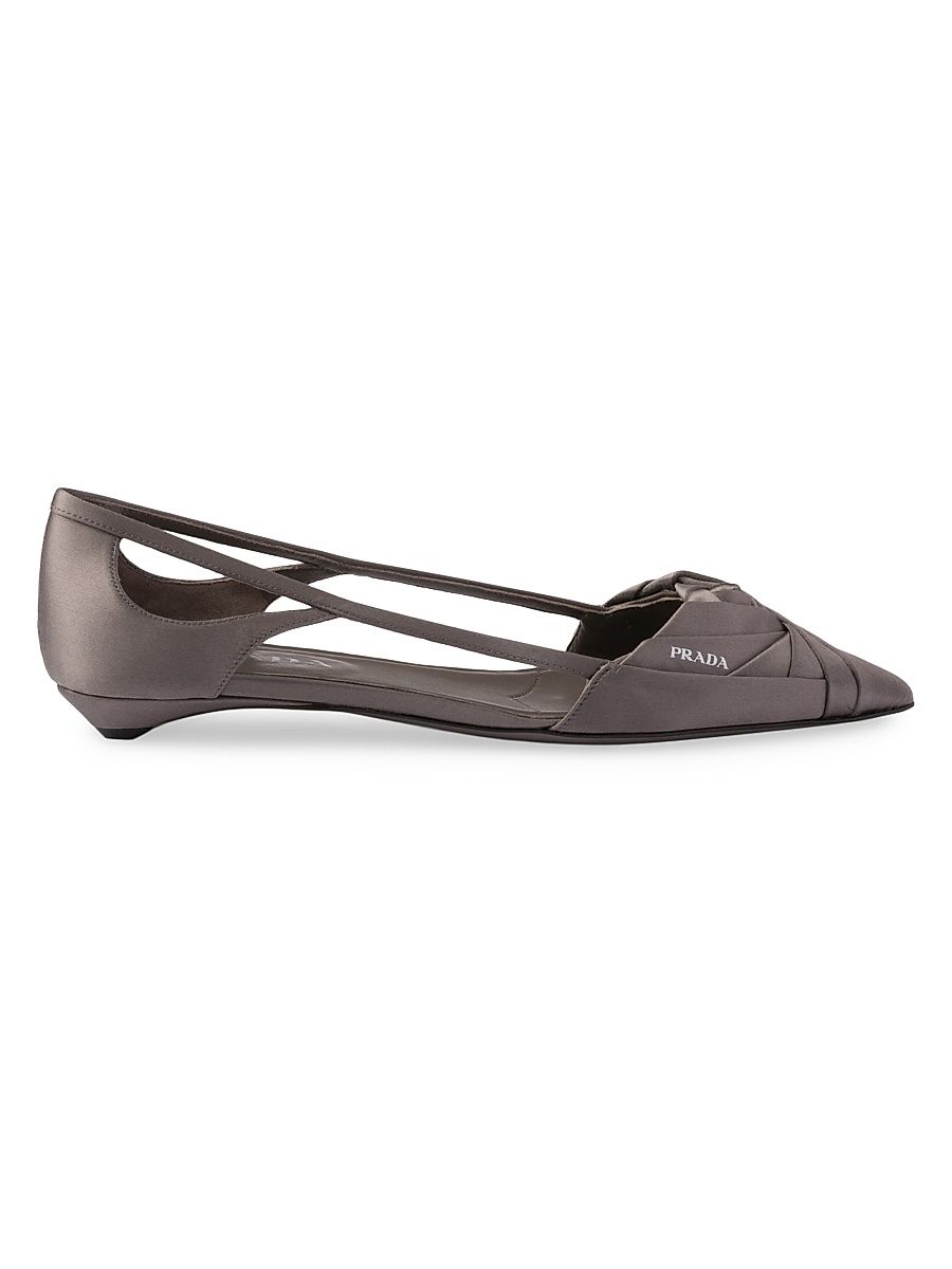 Women's Satin Cut-Out Ballerinas - Grey - Size 8.5