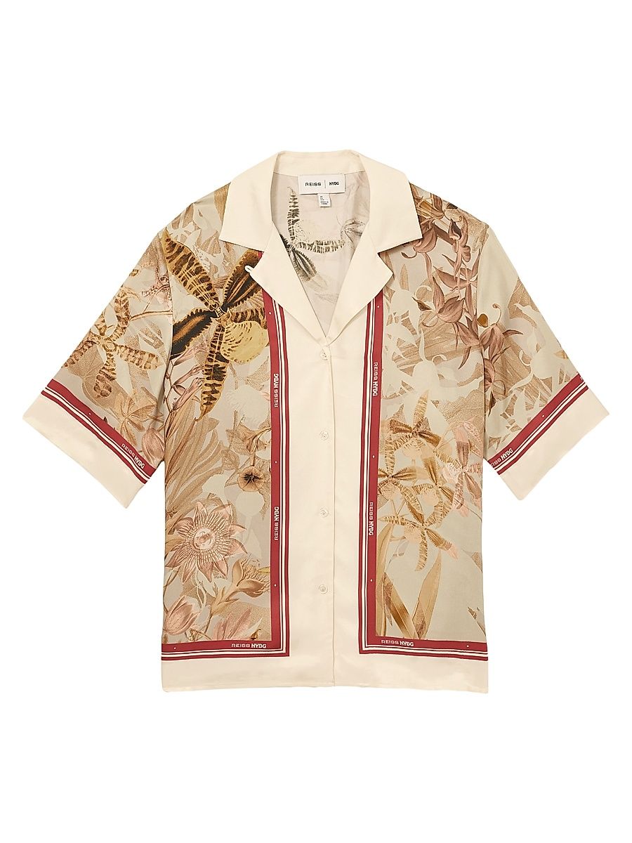 Women's Reiss x NYBG Santana Floral Shirt - Light Khaki - Size 8