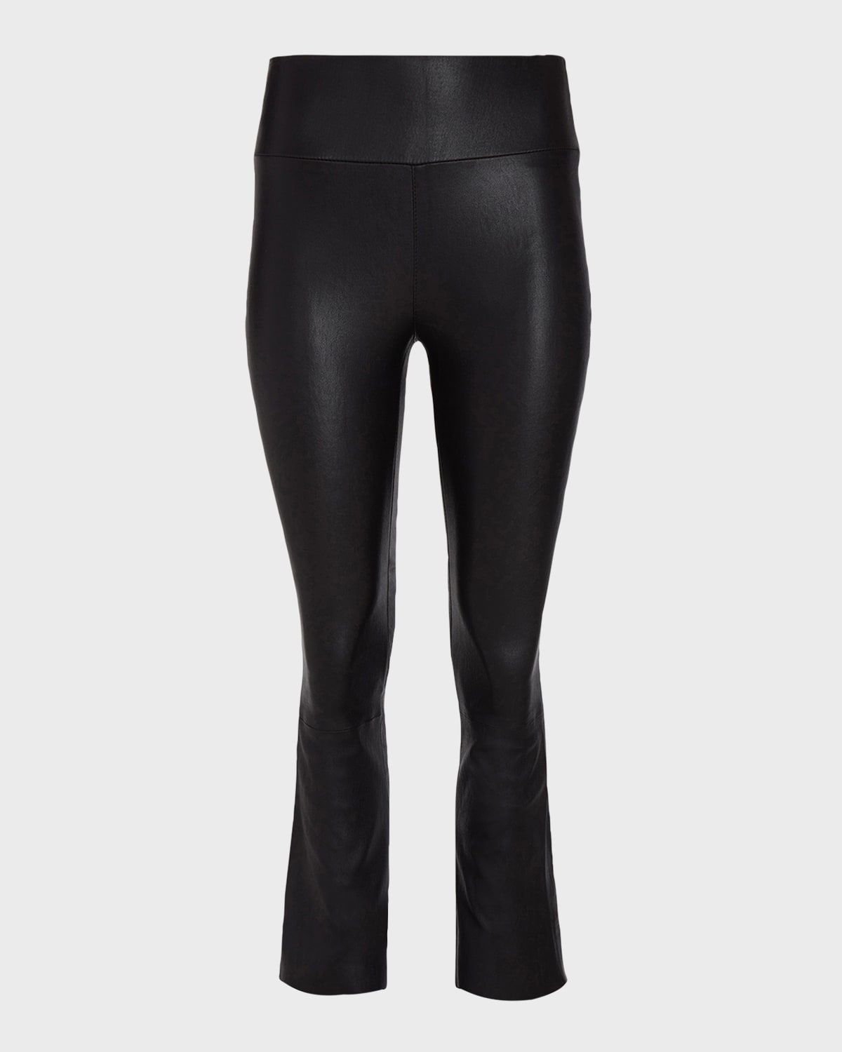 Leather High-Waist Cropped Flare Leggings
