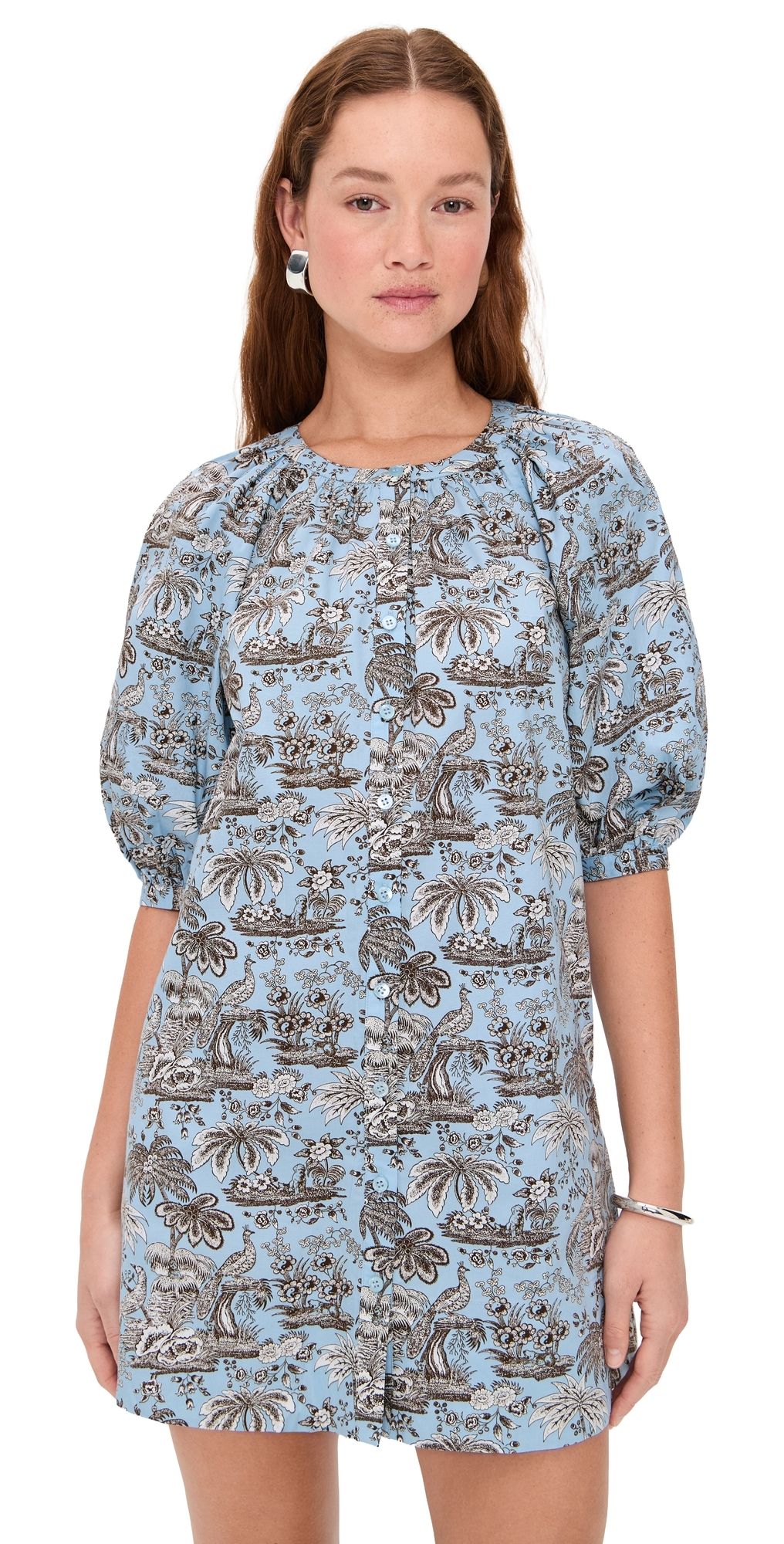STAUD Vincent Mini Dress Sky Toile M