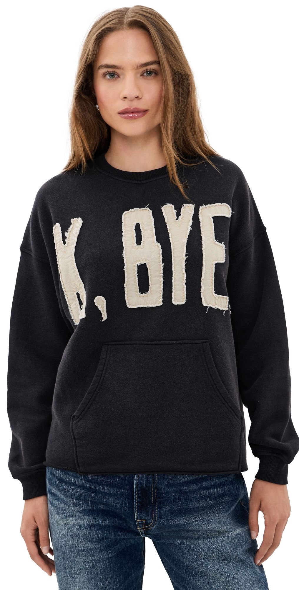 R13 K Bye Oversized Cut Off Crewneck Black XL