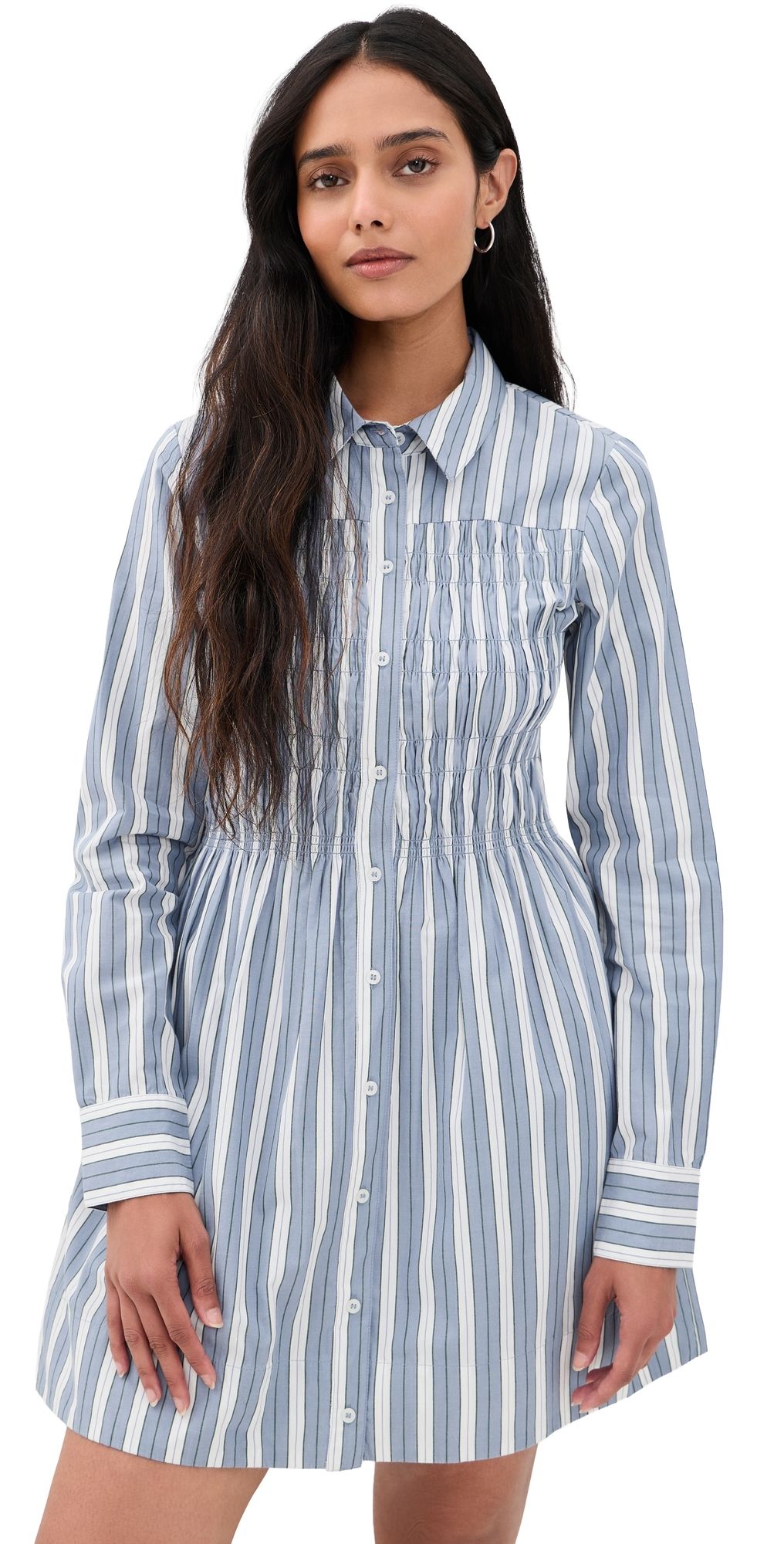 Hill House Home The Mira Dress Anne Stripe/Dusty Blue XXXS