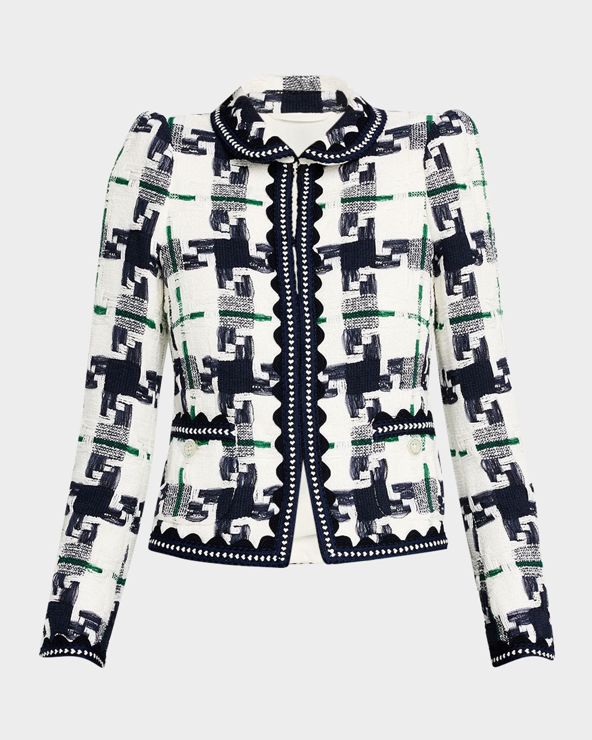 Cotton-Blend Basketweave Tweed Jacket