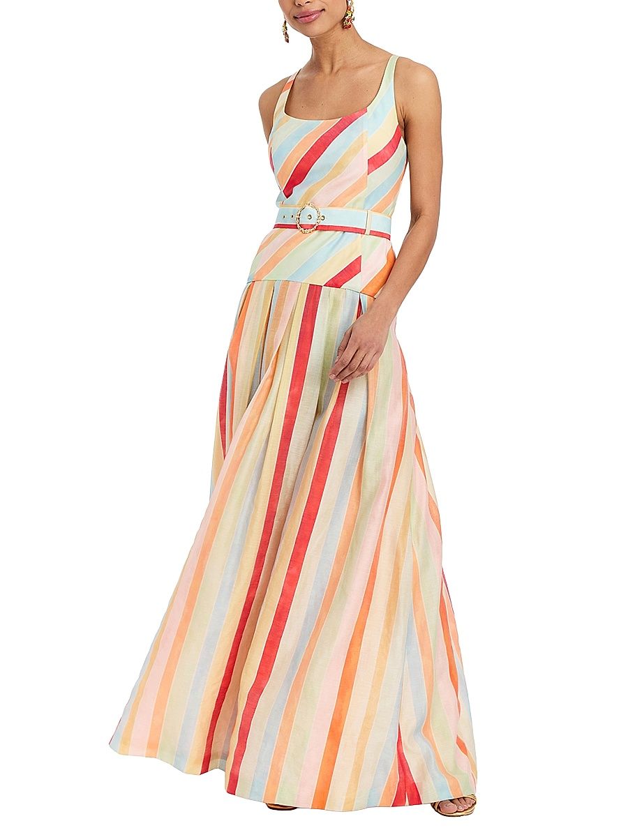 Women's Tropicana Striped Belted Maxi Dress - Cabana Stripe - Size 10