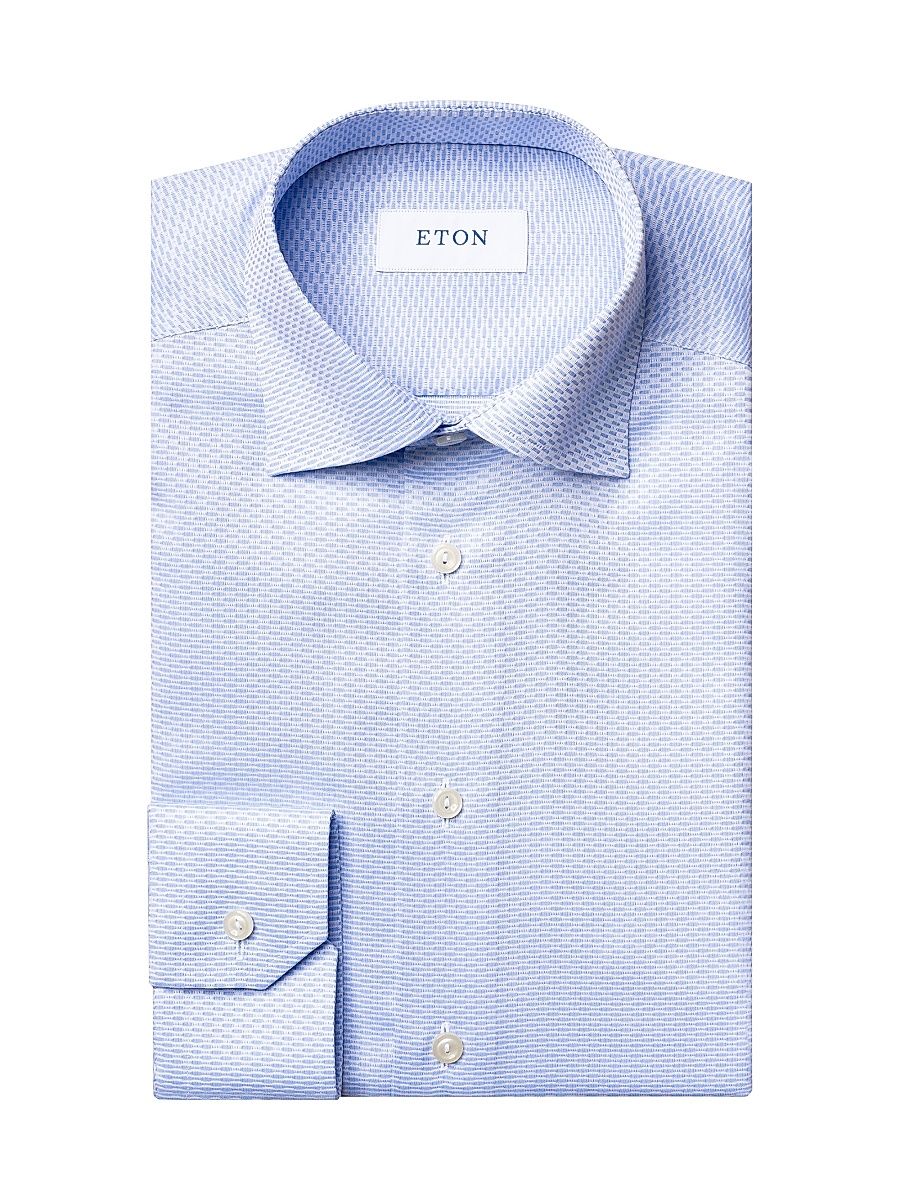 Men's Classic-Fit Textured Solid Button-Front Shirt - Blue - Size 16.5