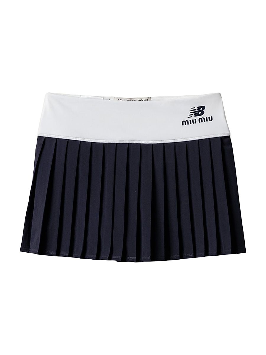 Women's New Balance X Miu Miu with Coco Gauff Stretch Technical Jersey Pleated Miniskirt - White - Size XL