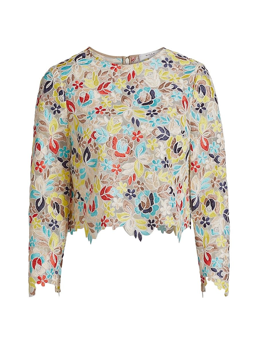 Women's Nori Printemps Lace Top - Yellow Multi - Size Large