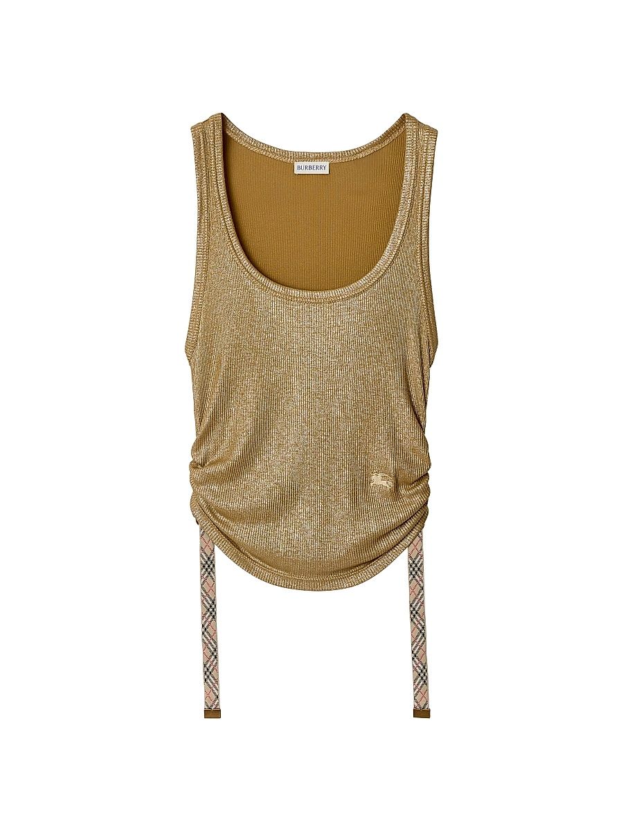 Women's Tiana Metallic EKD Drawstring Tank - Lignum Brown - Size XS