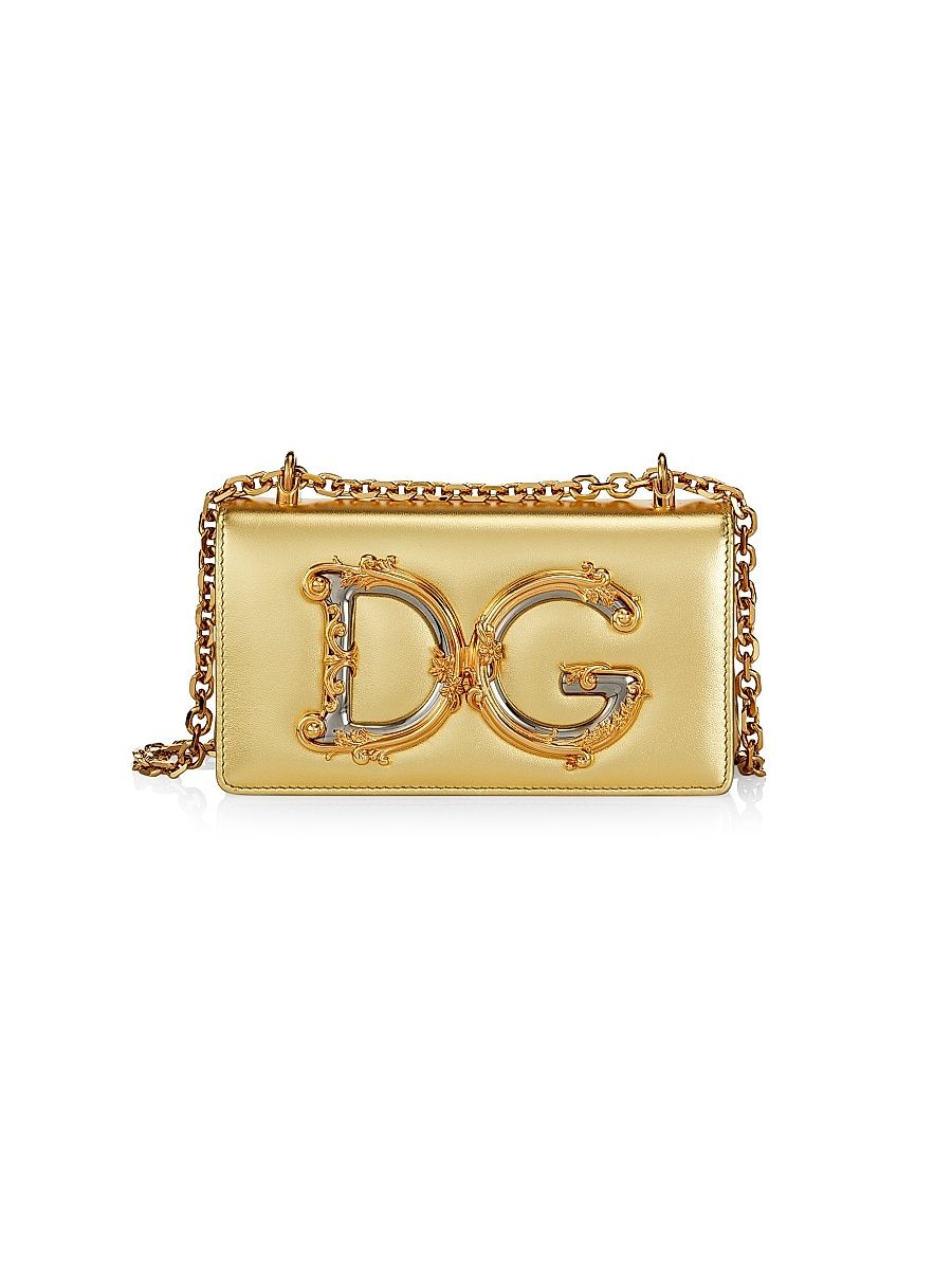 D & G Girls Metallic Leather Crossbody Phone Case - Light Gold