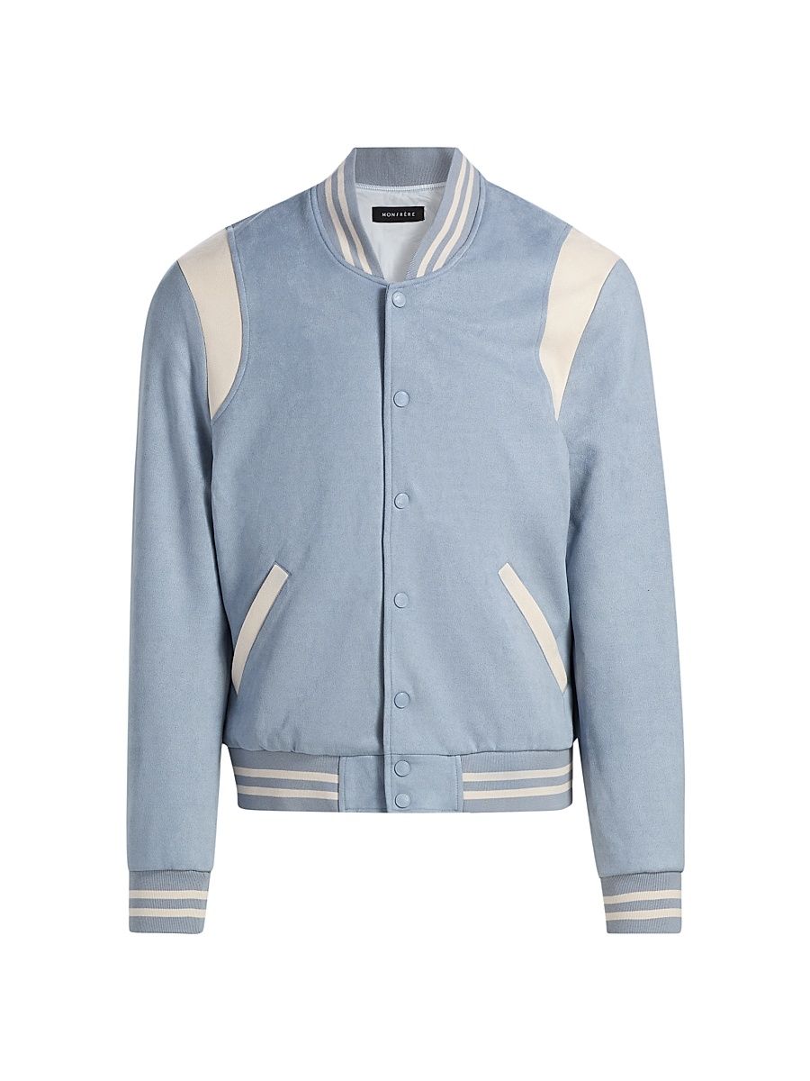 Men's Jeter Faux-Suede Varsity Jacket - Carolina - Size XXL