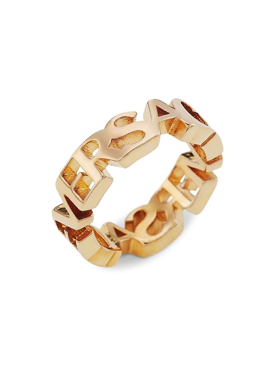 Women's Goldtone Logo Band Ring - Versace Gold - Size 6