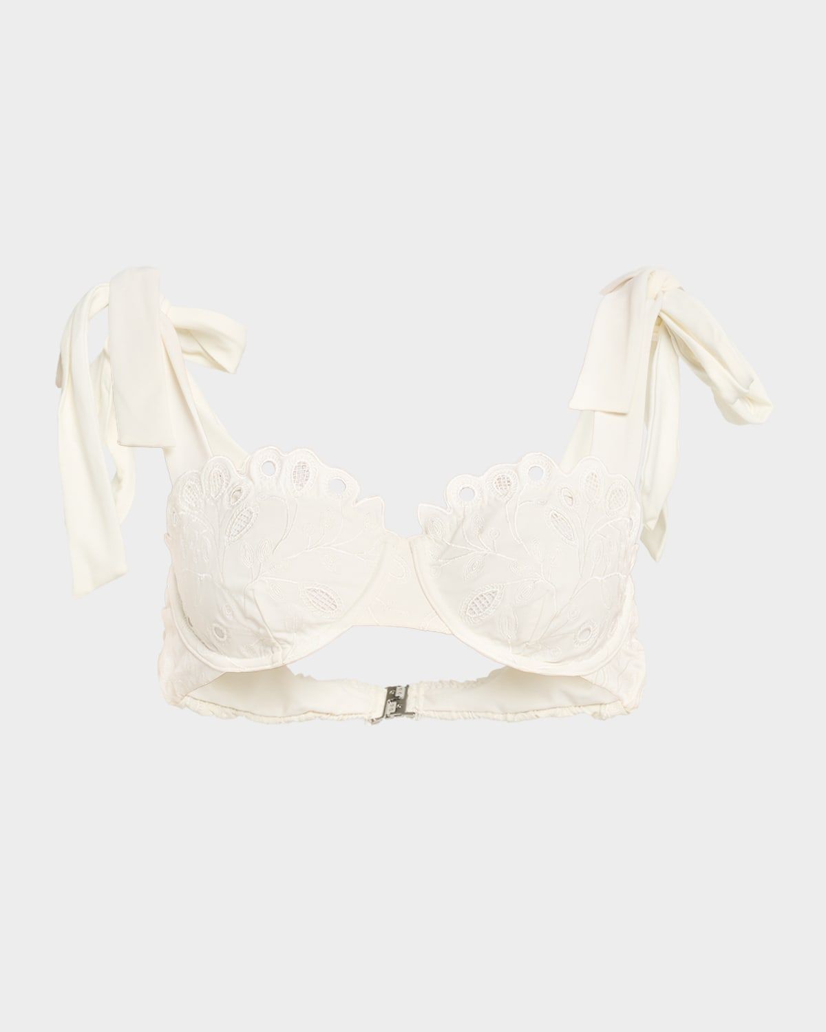 Sofie Embroidered Tie-Strap Bikini Top